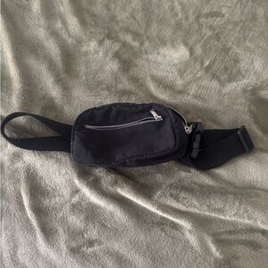 Wild Fable Black Belt Bag with Silver Zipper